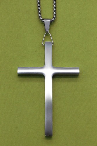 Halskette Schmuck Männer Frauen Edelstahl Silber Großes Kreuz Anhänger Christlic - Bild 7 von 11