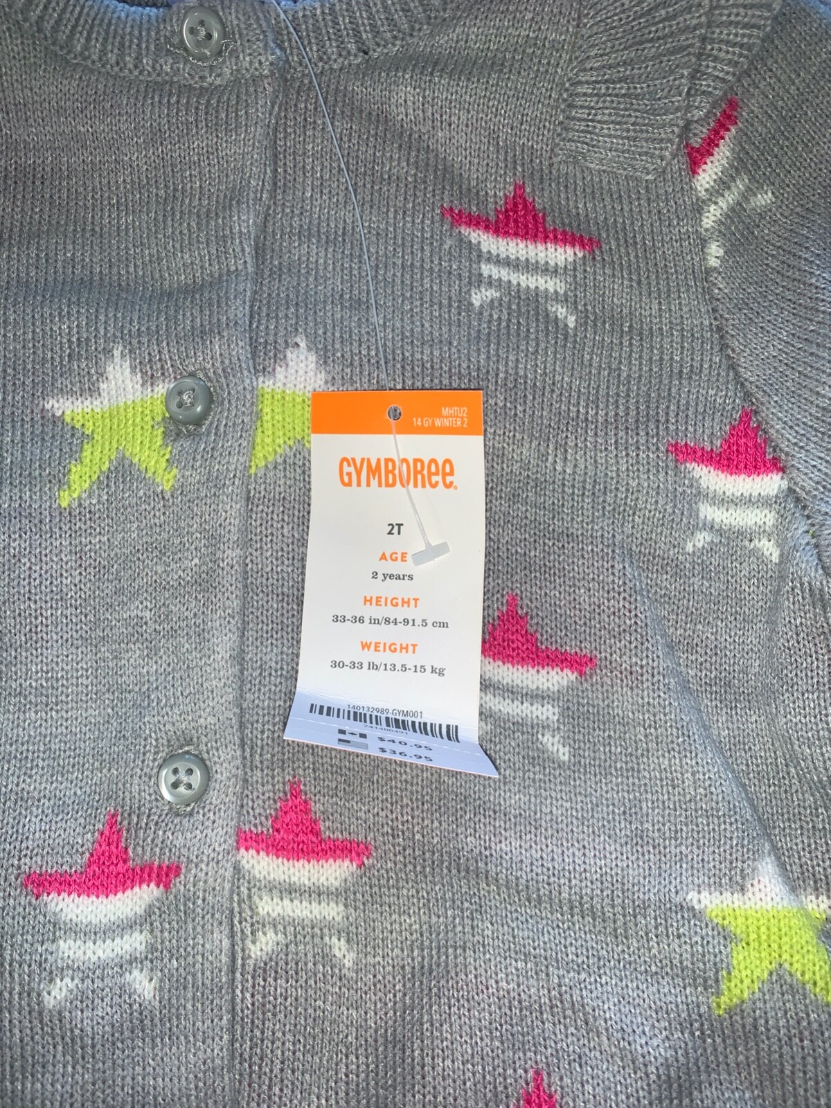 girls Gymboree sweater cardigan sz 2T toddler star print new gray ...