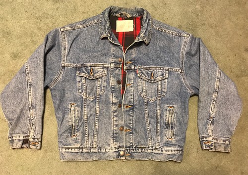 VINTAGE LEVIS denim effetto invecchiato Giacca di Jeans CAMIONISTA Buffalo  A Quadri Flanella Foderato M | eBay
