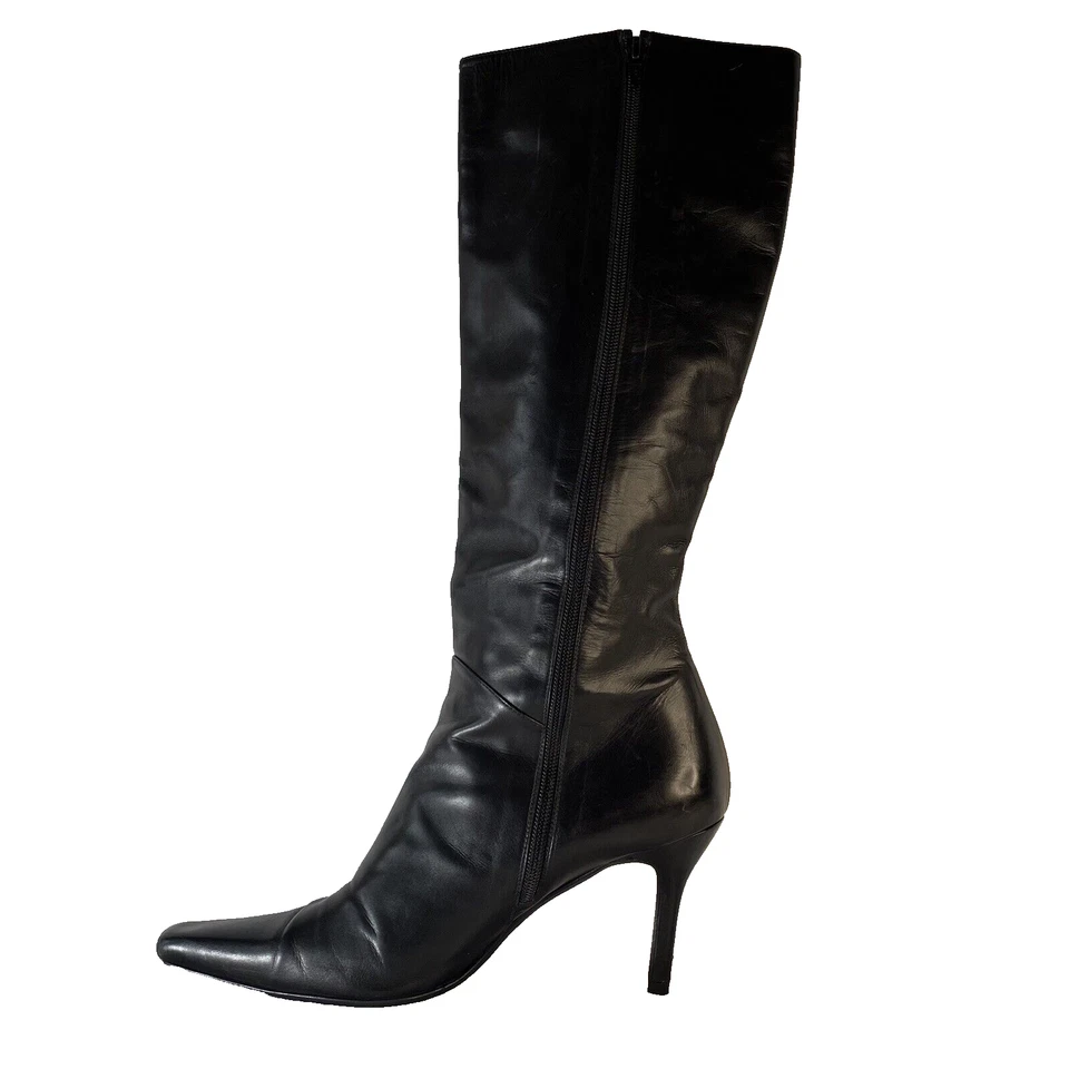 Stuart Weitzman Black Nappa Leather Boots with Stiletto Heels Women Size 10 - Image 4 of 4