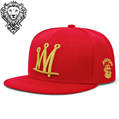 Snapback Unisex Baseball Cap Crown Embroidered Flat Brim Hiphop Men Women Hat