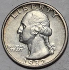 1932S Washington Silver Quarter. Key Date Problem Free XF/AU