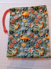 S&auml;ckchen,1 St&uuml;ck, 23 x29 cm,Kordelzug, Dinos, f&uuml;r Baukl&ouml;tze ect., Handarbeit