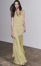 NEW ZARA 2025 LIGHT GREEN JACQUARD LONG DRESS ZW COLLECTION SIZE M 7521/048