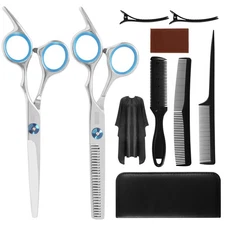 10 Piece Hair Cutting Scissors Kit Professional Thinning Comb Cape Clips