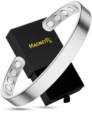 MagnetRX  Magnetic Bracelets for Men  Women Bangle Cuff Polished Silver Small 