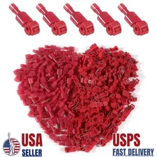 (400) T-Taps + Male Disconnect Wire Connectors Red 22-18 AWG Gauge Terminals US