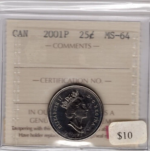2001-P Canada 25 Cents — photo from the most recent tracked eBay sale