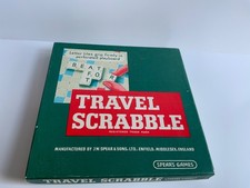 Vintage Spear's Travel Scrabble komplettes Spiel mit Regeln tragbares Brettspiel UK