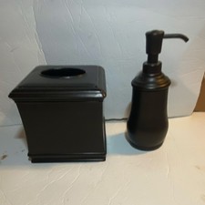 Bronze Plastic/metal Bathroom Accessory Set Soap Dispenser Tissue Box Cover