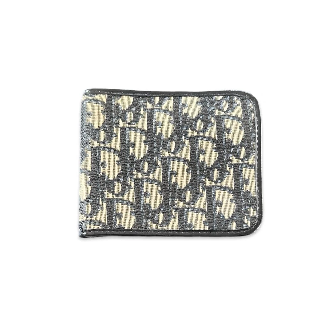 Mini portefeuille Dior Trotter double pli occasion 12x9 cm authentique design classique