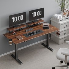 Standing Desk w/ 2 Adjustable Monitor Shelves,Electric Stand Up Desk with Memory