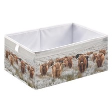 Scottish Highland Cow Print Rectangle Storage Basket, Foldable Open Storage B...