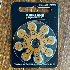 Kirkland Signature Hearing Aid Batteries Size 312 Brown 8-Pack Zinc-Air 1.45V