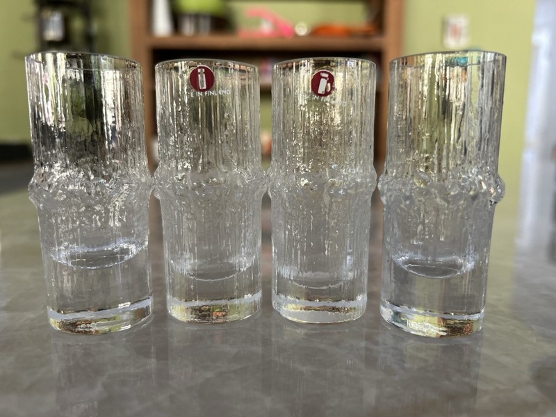 Set of (4) Iittala Niva Cordial Shot Glass Tapio Wirkkala Finland  3in 1oz