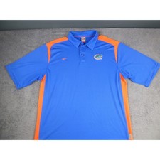 VTG Nike Team Florida Gators Mens XL Blue Orange Fit Dry Short Sleeve Polo Shirt