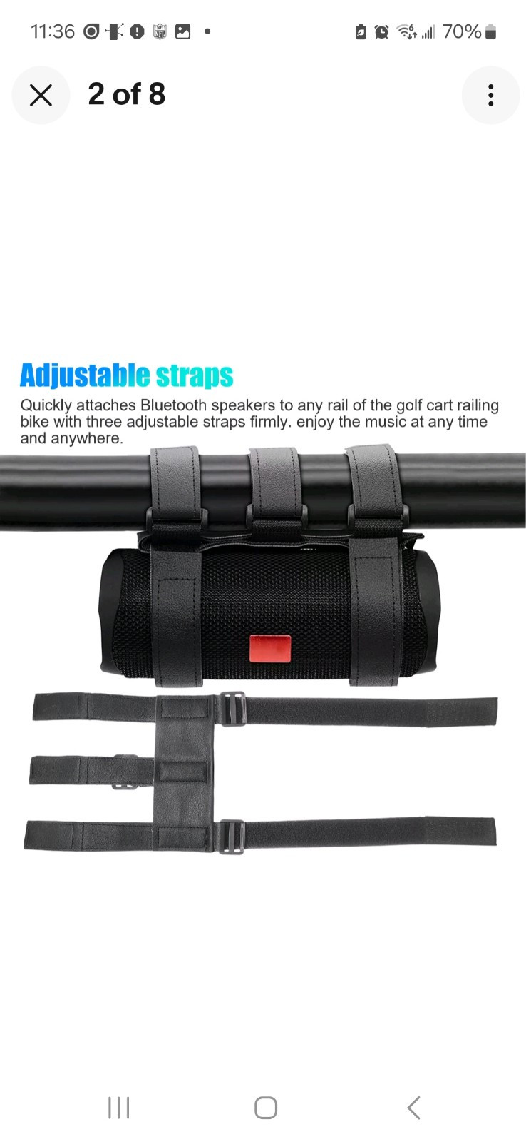 Adjustable Bluetooth Speaker Mount Strap for Bikes and Golf Carts-image