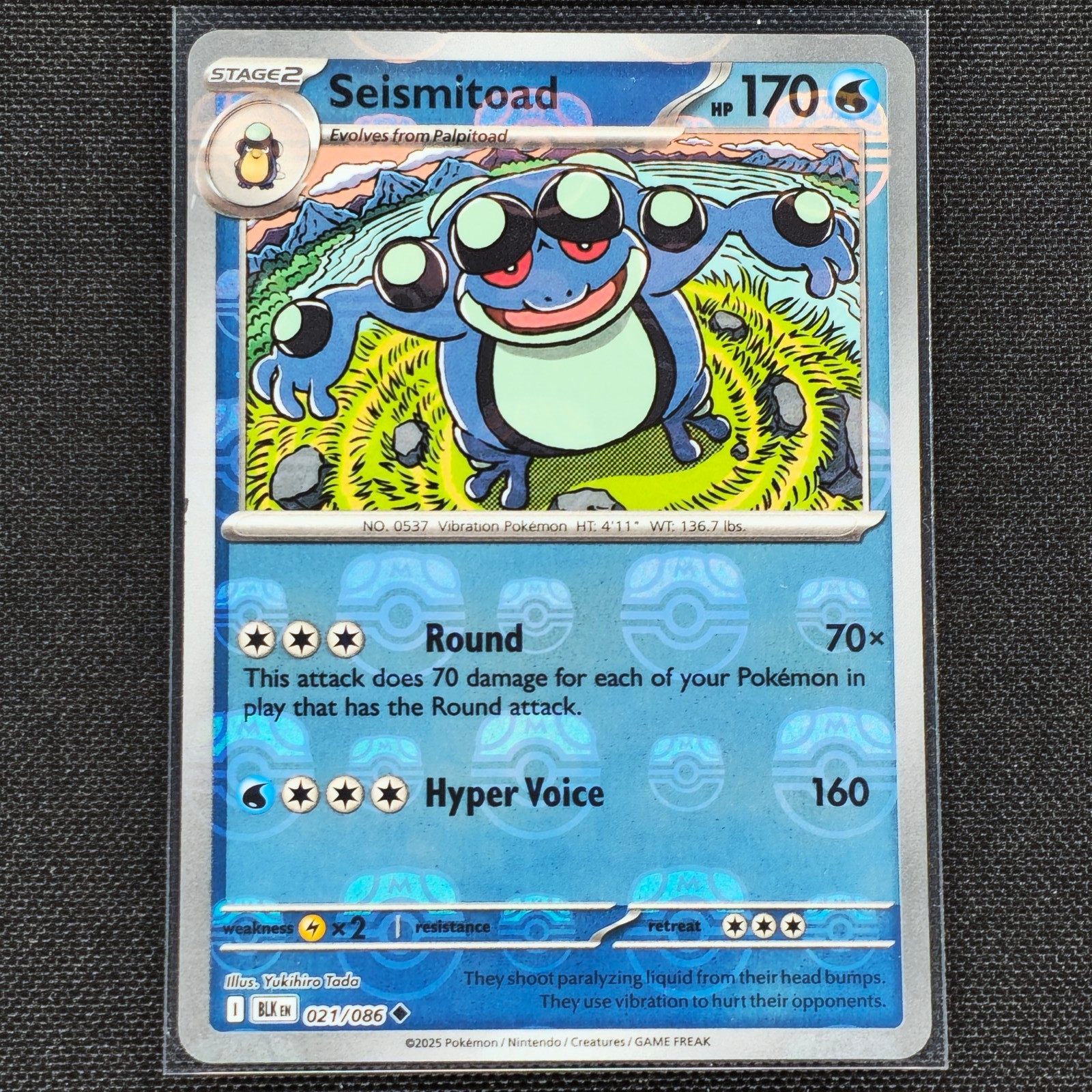 Seismitoad - 021/086 - Masterball Holo - Black Bolt - Pokemon Card - NM/M