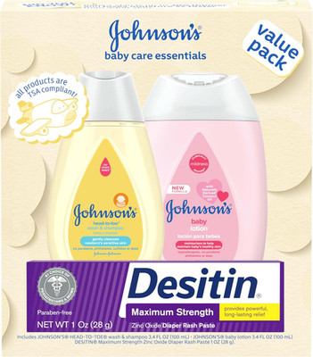 Johnson'S Baby Care Essentials Gift Set, Body Lotion, & Zinc Oxide Diaper Rash P