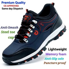 MENS SAFETY SHOES WORK TRAINERS LIGHTWEIGHT STEEL TOE CAP, PUNCTURE-PROOF  BOOTS