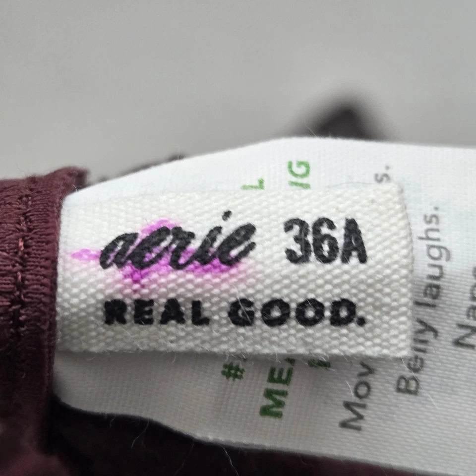 Aerie Women Bra 36A Burgundy Floral Real Power Bralette Wireless Lace Strap - Image 4 of 4