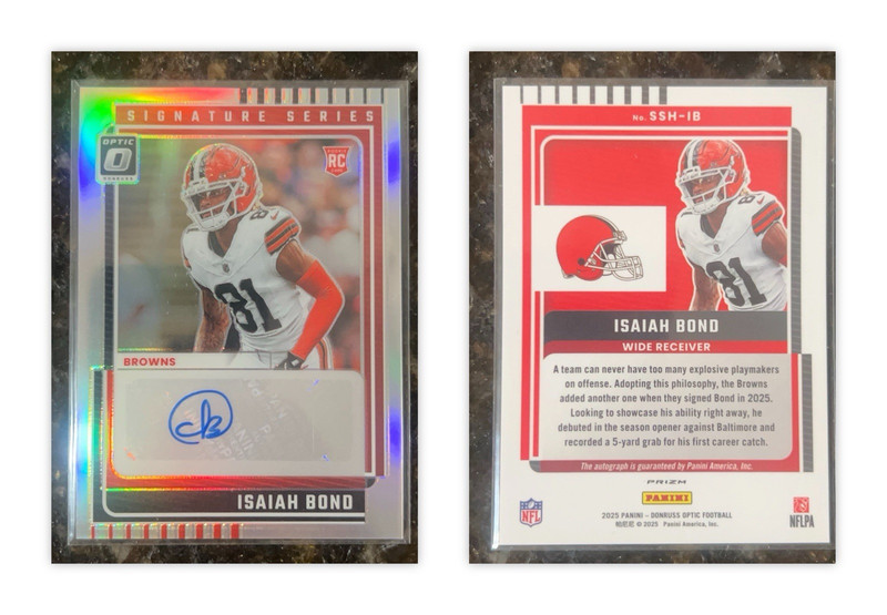 Panini Donruss Optic Isaiah Bond Cleveland Browns SSH-IB RC Auto Prizm 2025