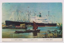 Grace Line SS Santa Clara Postcard – Aruba Mail – Cargo Passenger Ship c1950s
