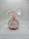 Fenton Iridescent Melon Vase Pink Peach Blush Crimped Ruffled Signed Don Fenton