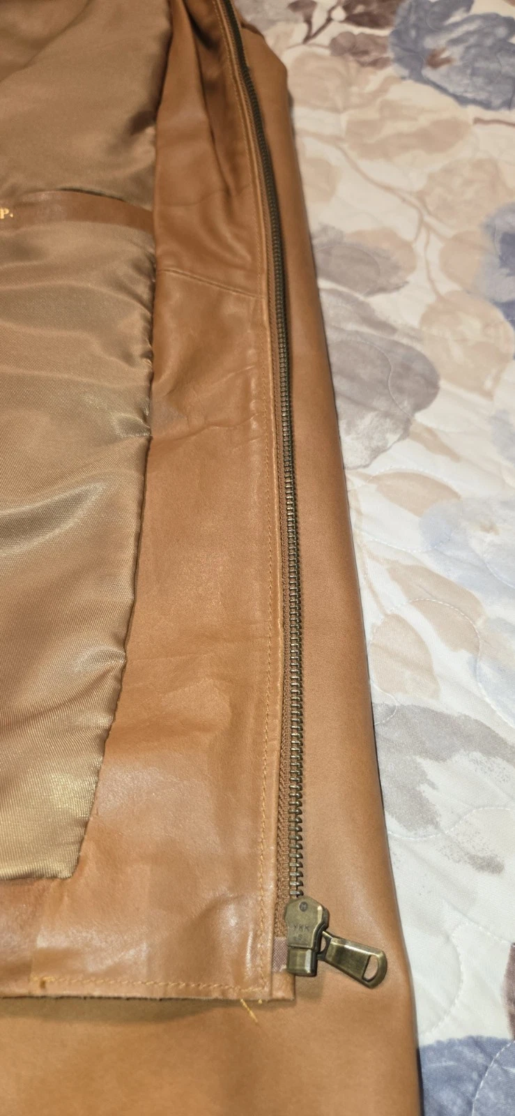Vintage Italian Leather Jacket Men Euro 52 US 40 Cognac Brown Coat  image 6