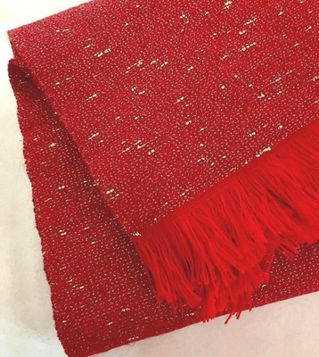Sferra Mercurio Wool Blend Throw Blanket Fire Red/Gold Sparkles 55x71'' Italy New