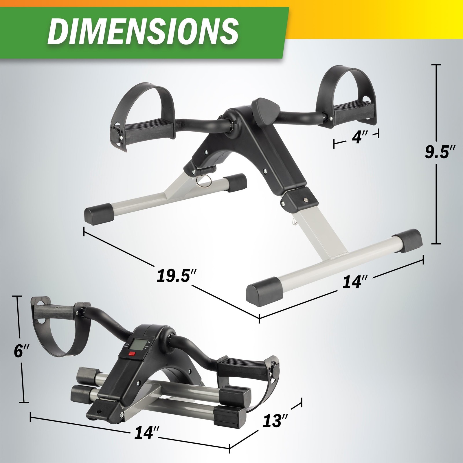 Under Desk Exercise Bike Pedal Exerciser – Mini Stationary Cycle with Adju