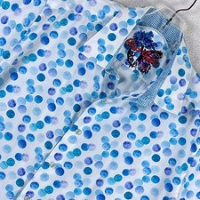 Robert Graham Classic Fit Camp Shirt Mens XL White Blue Polka Dot Preppy