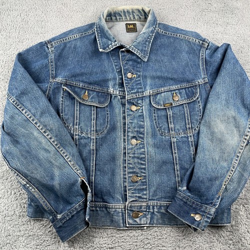 VINTAGE Lee Jeansjacke Herren Large Union Made USA Sanforized Riders Trucker 70s