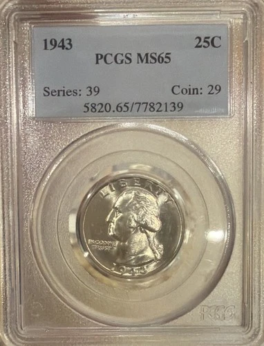 PCGS 1943 Washington Quarter 25C MS65 Silver Combined Shipping