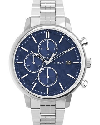Herrenuhr TIMEX CHICAGO TW2V01700 Chrono Edelstahl Blau