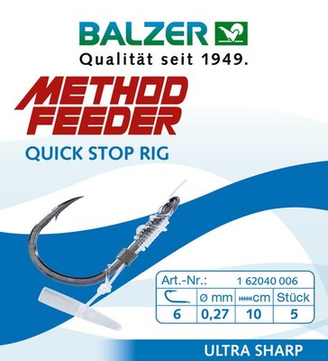 Balzer Method Feeder Method Feeder Rig mit Quick Stop, #14, 0,18mm
