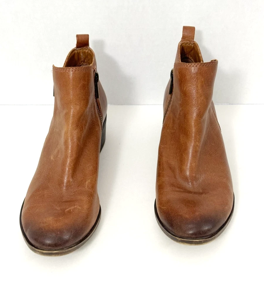 Lucky Brand Basel Brown Leather Ankle Booties Womens Size 9M Zip Slip Resistant - Image 2 of 4