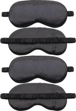 4pc Sleep Mask 100 Blackout Silky Eye Cover Adjustable Strap Travel Blindfold