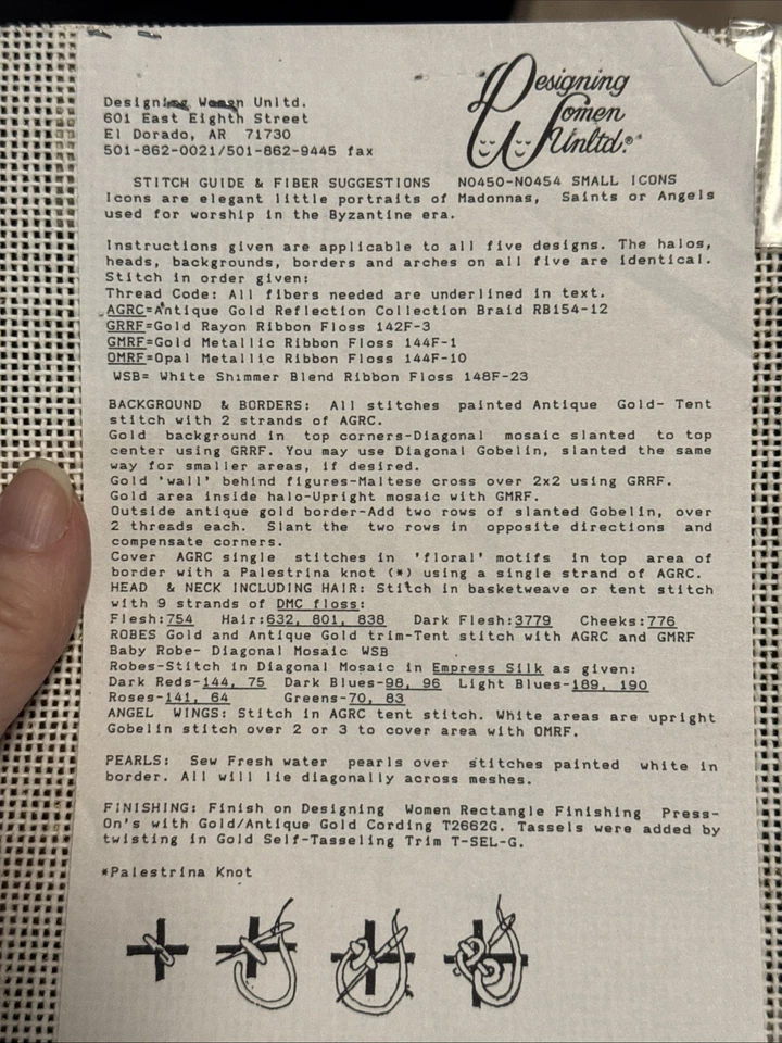 Designing Women Handpainted Needlepoint Canvas: Byzantine ANGEL w/pearls & more - Image 3 of 4