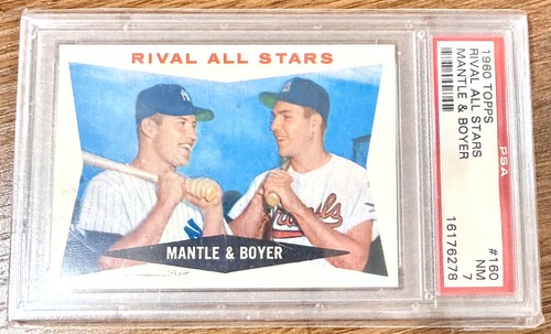 1960 Topps Mickey Mantle Ken Boyer #160 Rival All Stars  PSA 7