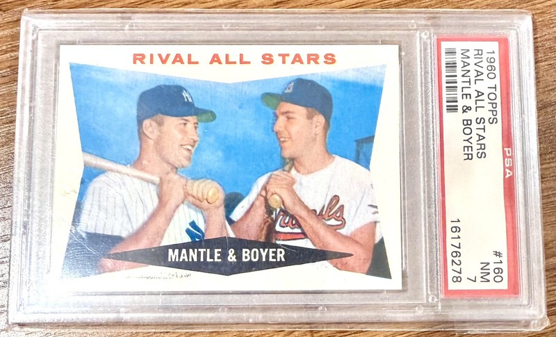 1960 Topps Mickey Mantle Ken Boyer #160 Rival All Stars  PSA 7