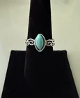 Vintage Style Sterling Silver Turquoise Marquise-cut ring- Size 8