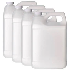 F-Style 38/400 Natural 1 Gallon Bottle HDPE Jug w/ Ribbed Cap (128oz) (4 pack)