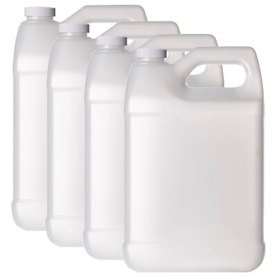 F-Style 38/400 Natural 1 Gallon Bottle HDPE Jug w/ Ribbed Cap (128oz) (4 pack)
