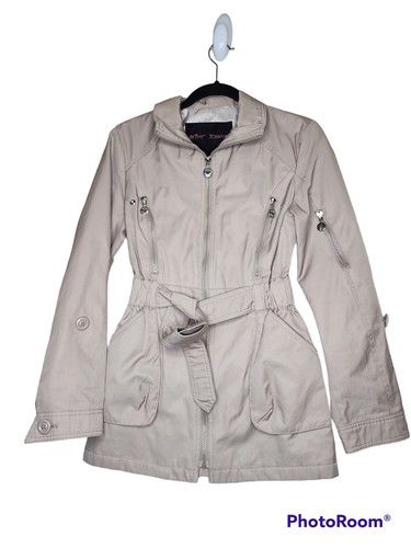 Betsey Johnson Women's Size S Jacket Beige Tan Full Zip Rain Coat