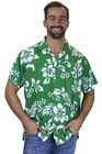 Funky Hawaiian Shirt Hibiscus Green Short Sleeve