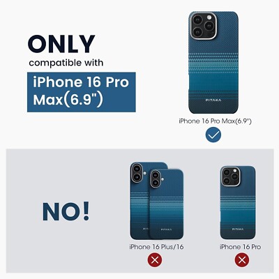 pitaka for iPhone 16 Pro Max Case Compatible with MagSafe, Thin