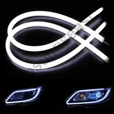 2 x White 30cm 11.8" Car LED DRL Daytime Running Light Flexible Tube Strip DC12V