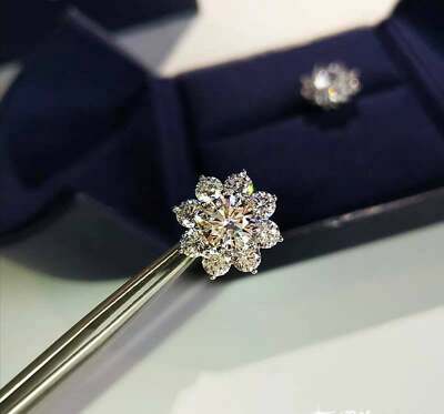 2Ct Lab Created Diamond Snowflake Stud Earrings 14K White Gold Finish