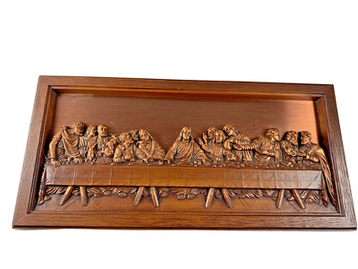 Vintage Framed Coppercraft Guild Copper Last Supper 3D Wall Hanging